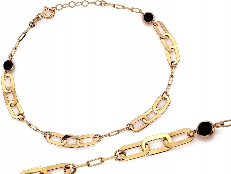 Zlatý náramek 585 z velkých plechů napodobujících články r18 jako dárek