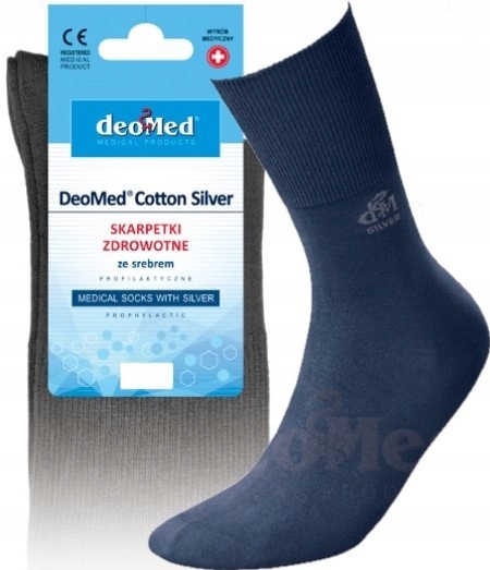

Skarpety zdrowotne DeoMed Cotton Silver granatowe