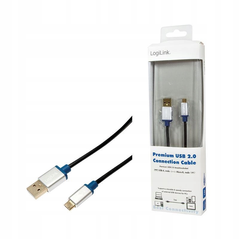 LogiLink 1m, USB2.0-A/USB2.0 Micro-B Czarny BUAM210