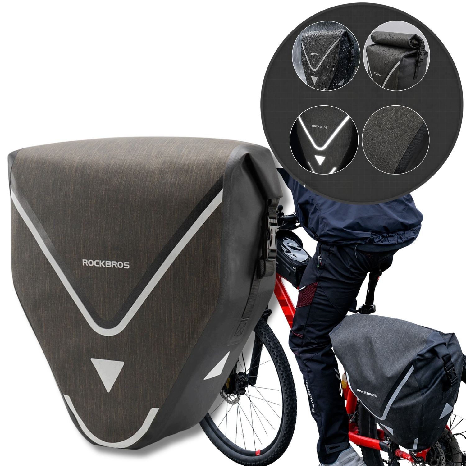 Cyklistická Taška Brašna Na Zadní Nosič Zadní Voděodolná, Prostorná, 20 L Rockbros