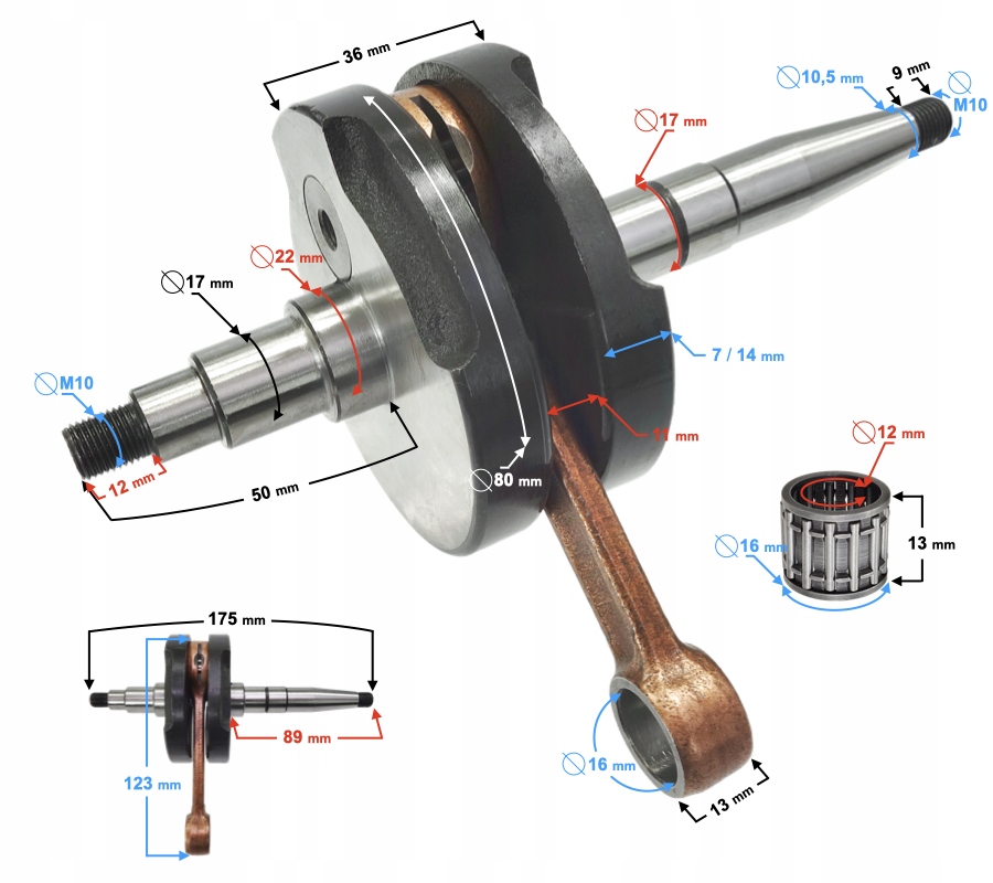 Wał korbowy do motoroweru Simson S-50
