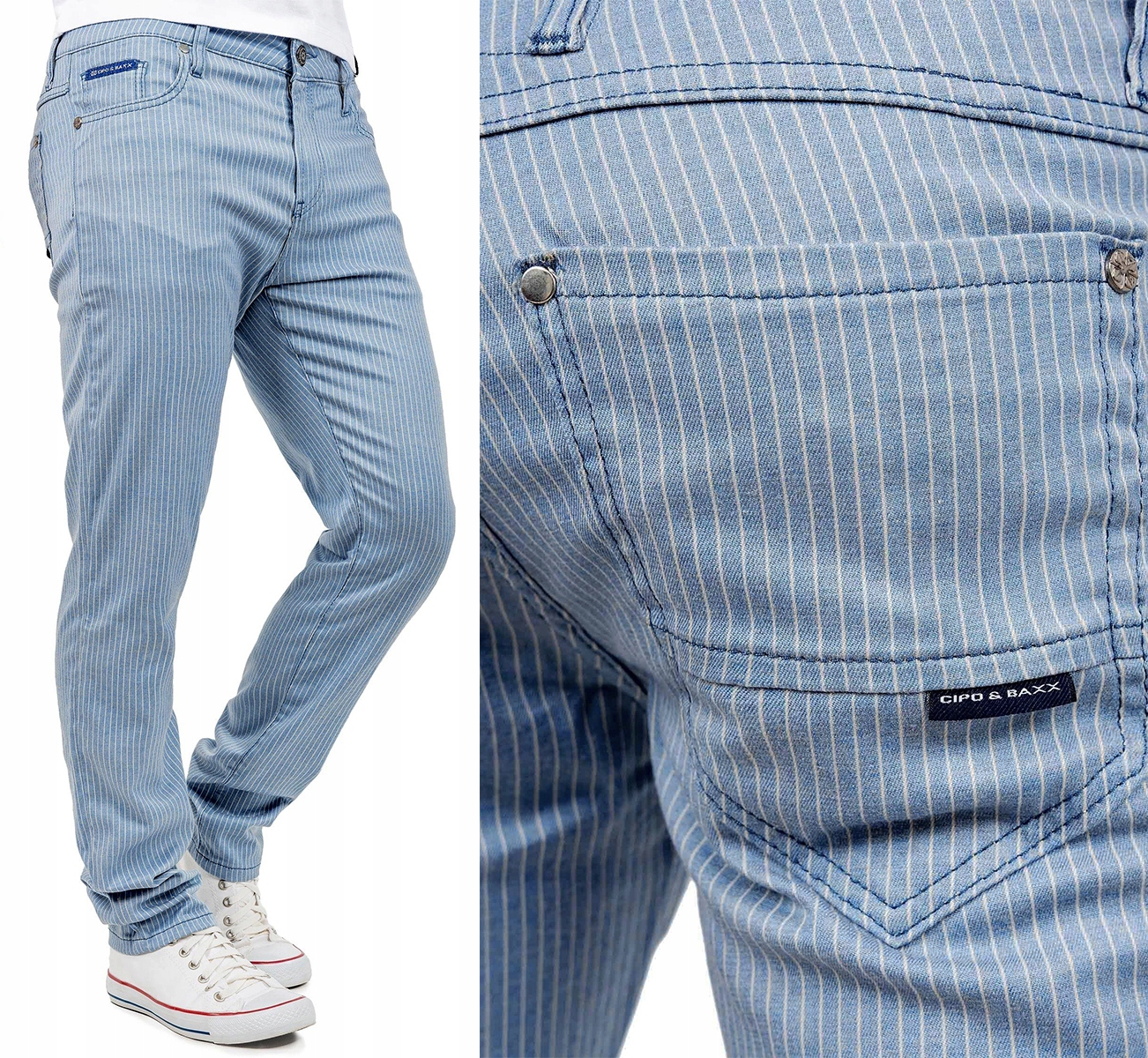 Neformální prodyšné kalhoty Cipo Baxx s proužky