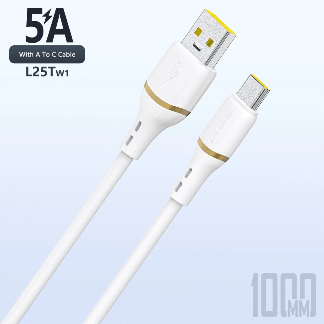 Kabel Dudao L25T Usb-a Usb-c silikonowy 5A 1m biały