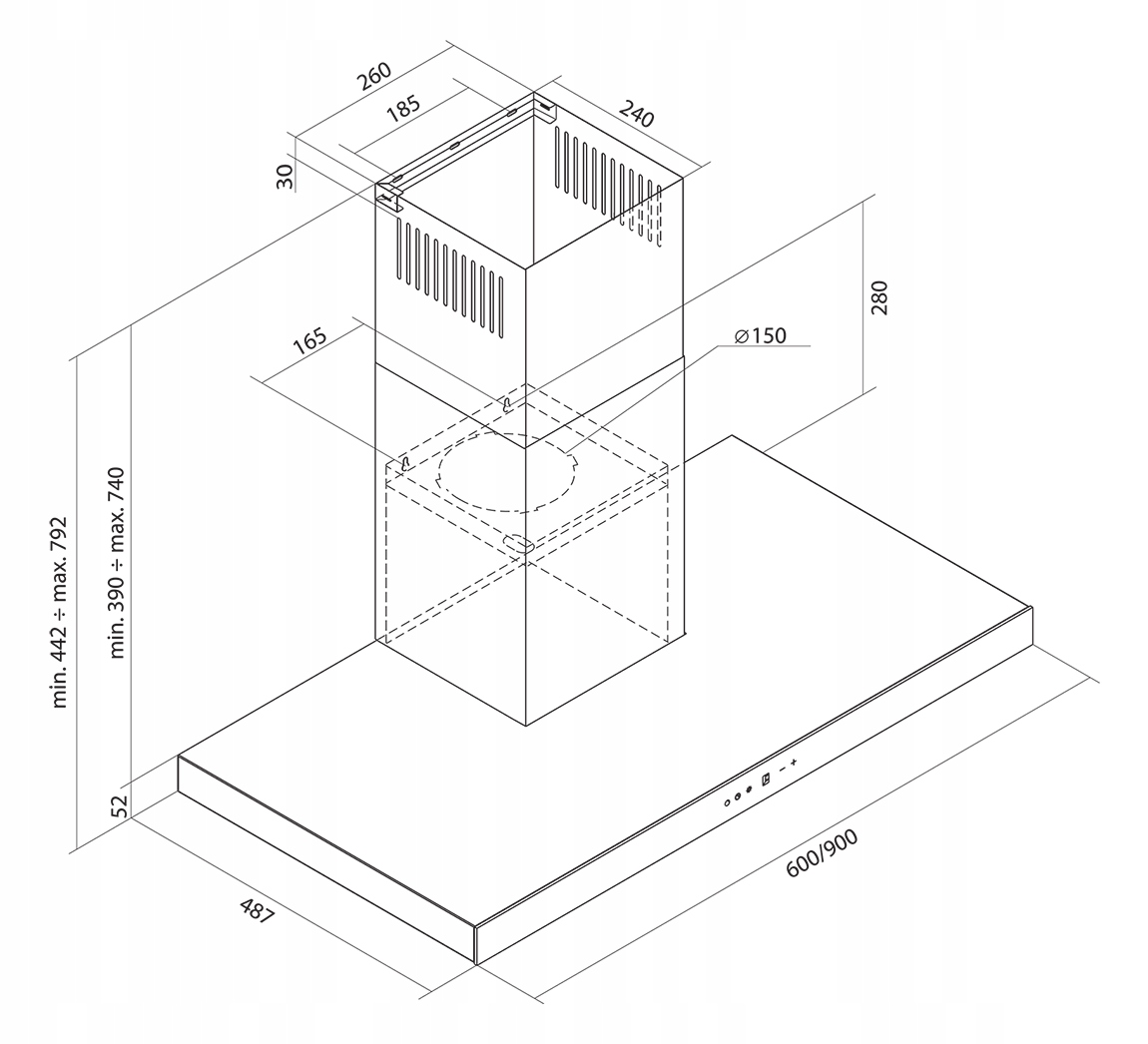 OKAP TOFLESZ ETNA BIAŁY 90CM SZKŁO NOWOŚĆ! Maksymalna wydajność 700 m³/h