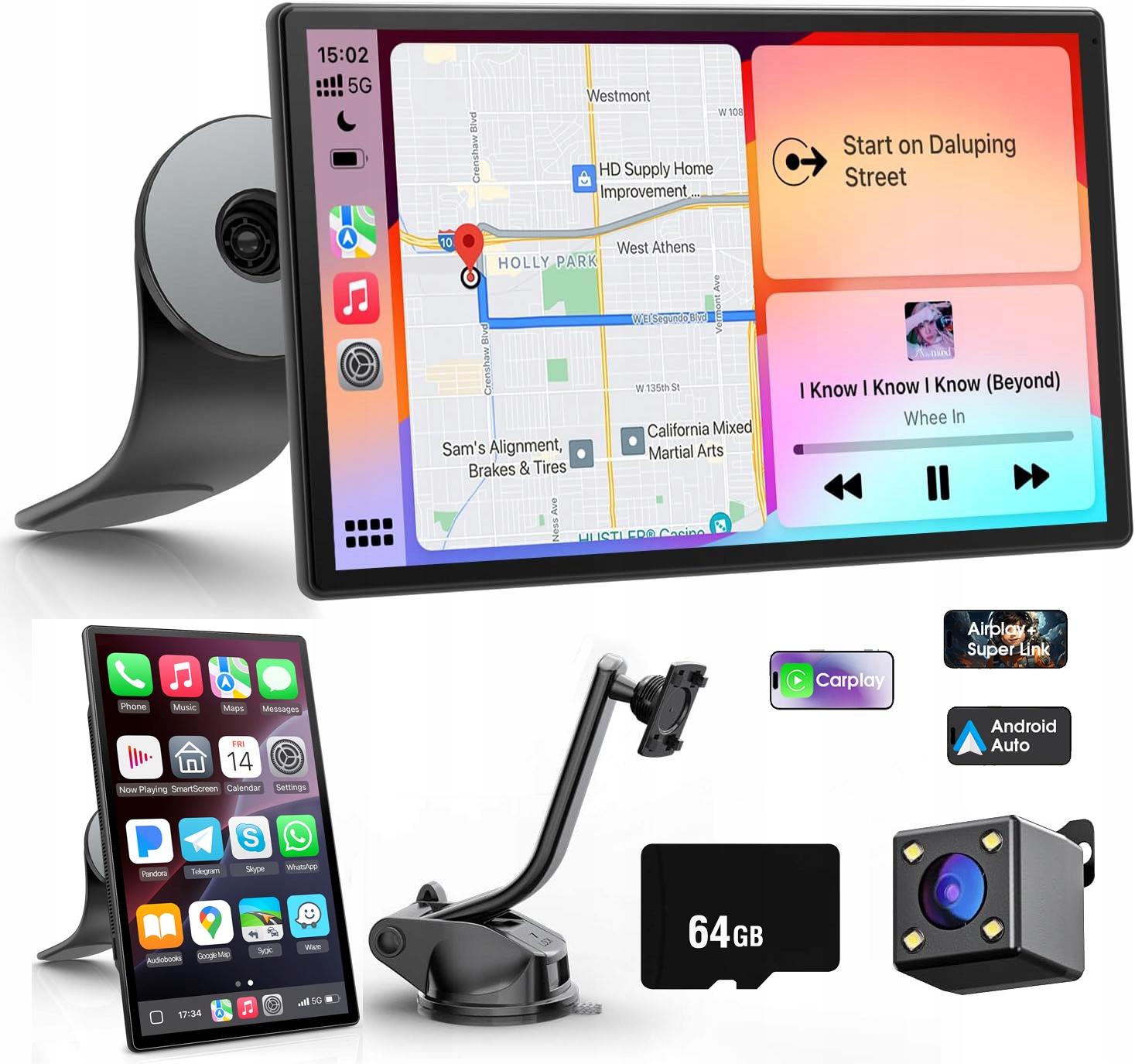 Autorádio Android Auto Carplay Couvací Kamera Bluetooth Gps Wifi 9"