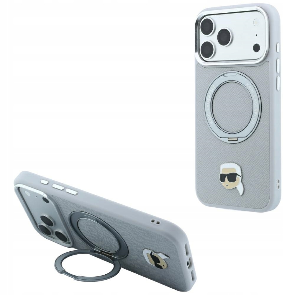Etui Karl Lagerfeld Ring Stand 360 Karl Head Pin MagSafe iPhone 18 Pro Max