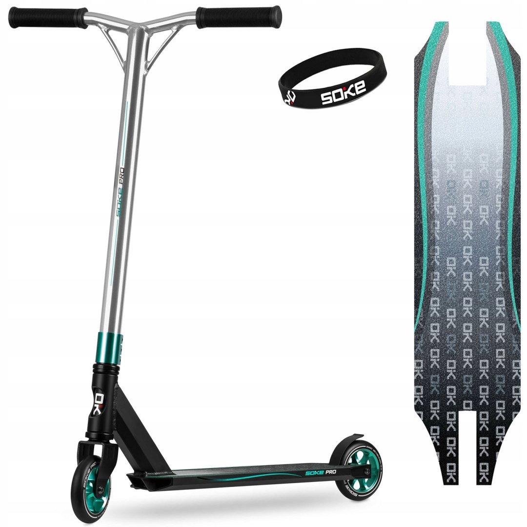 Freestyle koloběžka Soke Pro stříbrno-tyrkysová