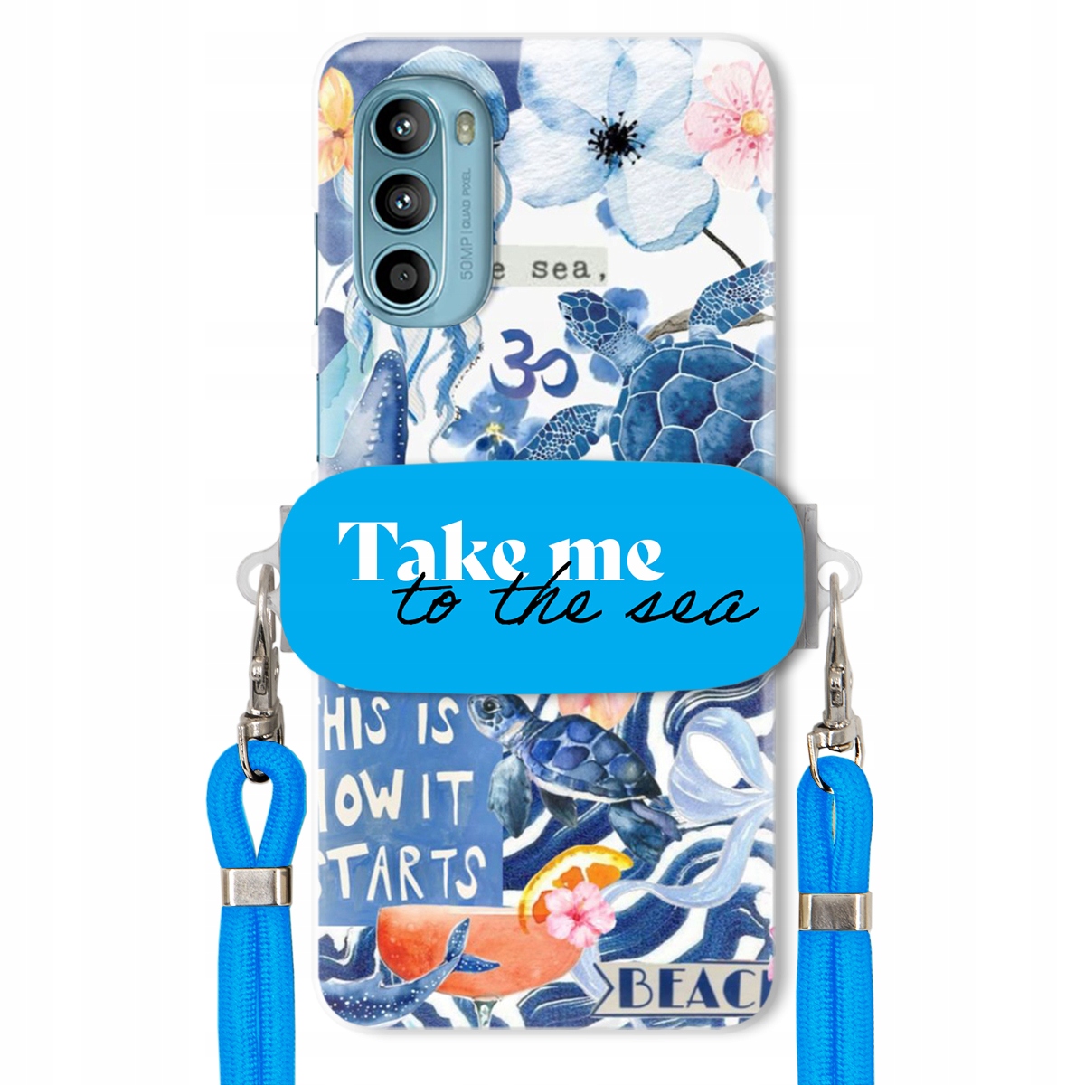Puzdro pre Motorola G52 Premium Vodítko Modrá Držiak Take Me To The Sea