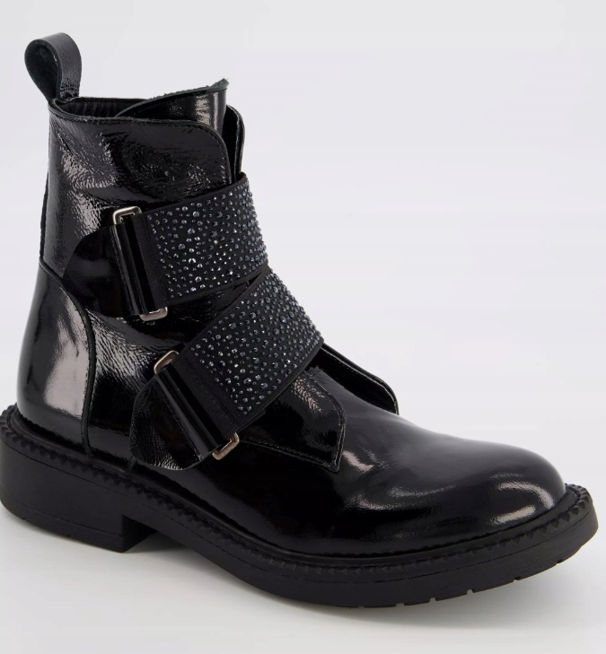 

Venezia G0441215 Black lakierowane botki skóra 38