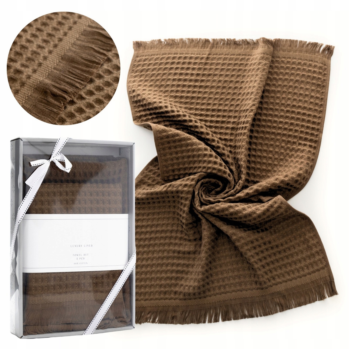 Sada ručníků v krabičce 50x90 & 70x140 Cinar Nil Bavlněné s třásněmi