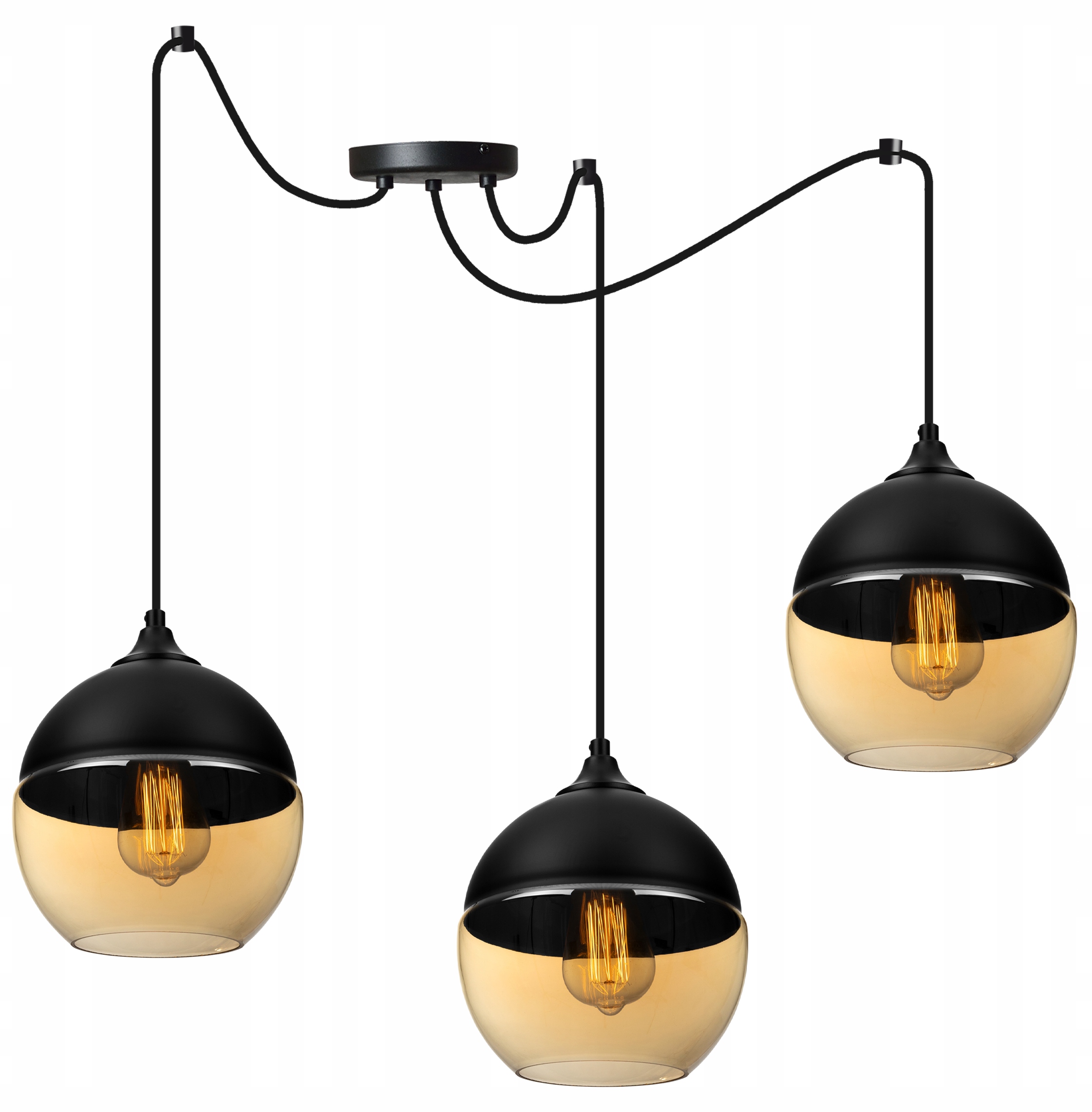 Závěsné Stropní Svítidlo Lustr Loft Černý Pavouk Skleněné Koule Moderní