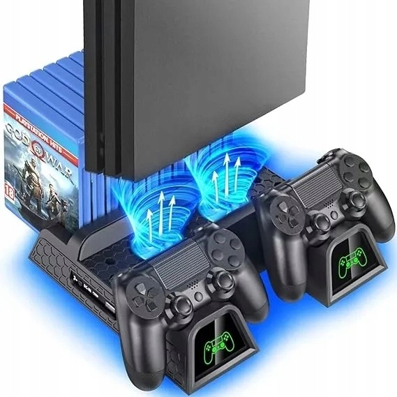 Oivo IVP41785 2x ładowarka padów PS4 Slim Pro wentylator stojak płyty 4w1