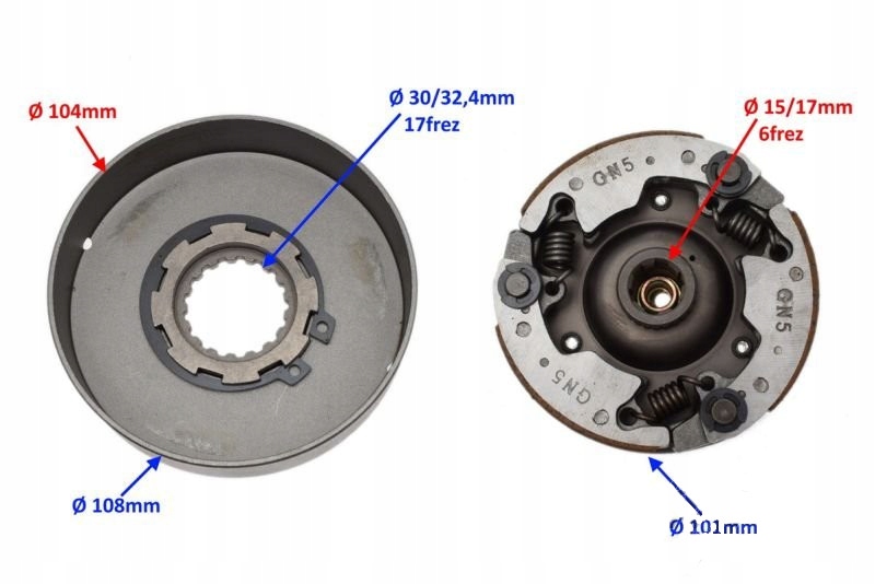 SPRZĘGŁO KOMPLET 152FMH CROSS QUAD ATV 70 110 125 139FMB KXD AUTOMAT loncin Numer katalogowy części BX20100023