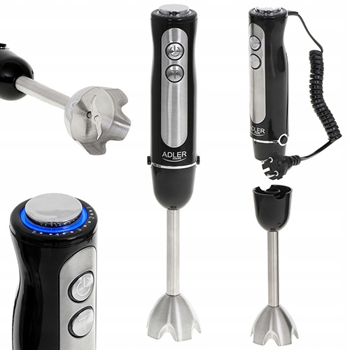 Blender ręczny AD 4625 Black - 5 prędkości, Turbo, stal nierdzewna