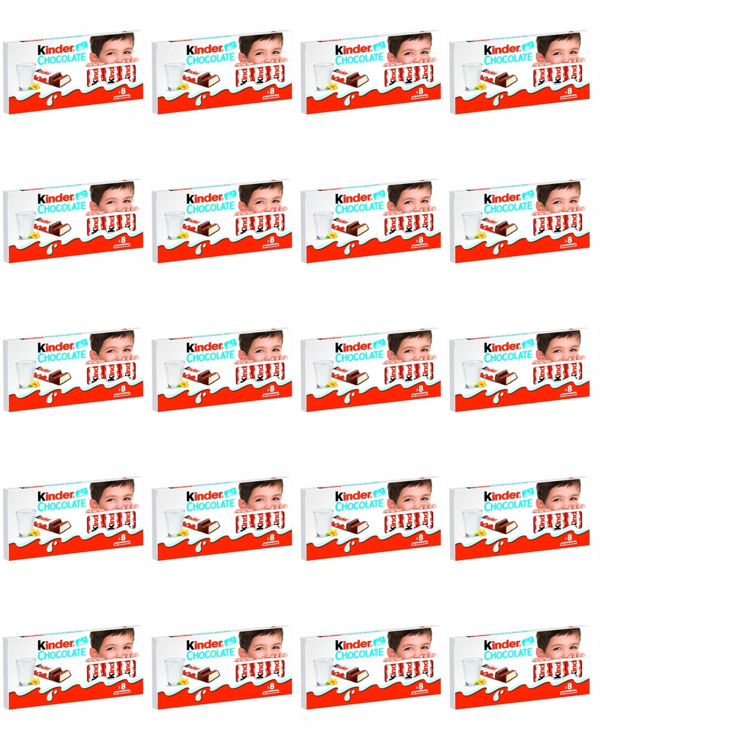 Levně 20 x 100 g Kinder čokoládová tyčinka z čokolády, 8 ks, Půl Kartonu