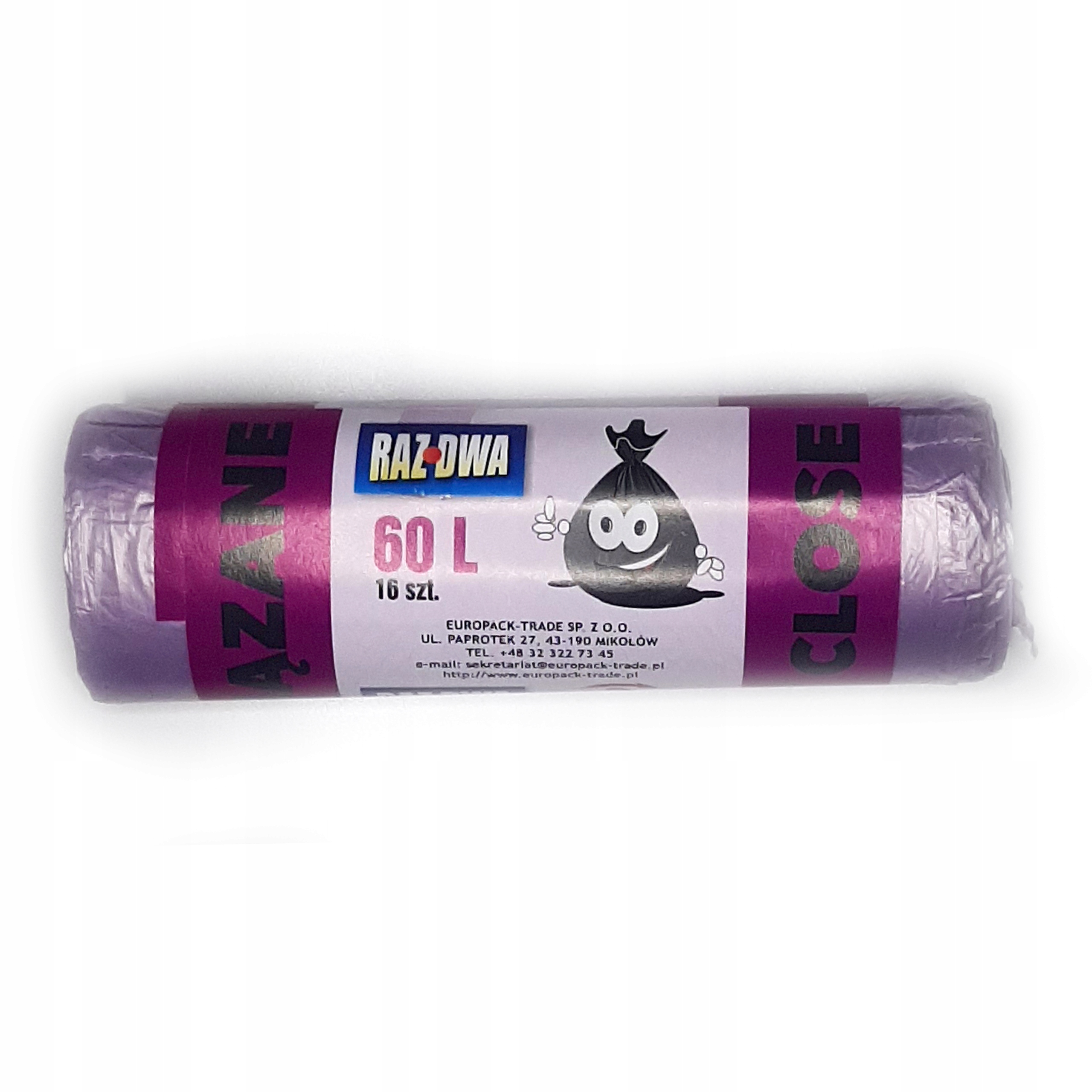 

Worki na śmieci z uszami 60l 16 szt. Hdpe fiolet