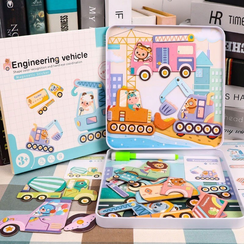 KLOCKI DREWNIANE MAGNETYCZNE POJAZDY ZKB-2021 Stan opakowania oryginalne