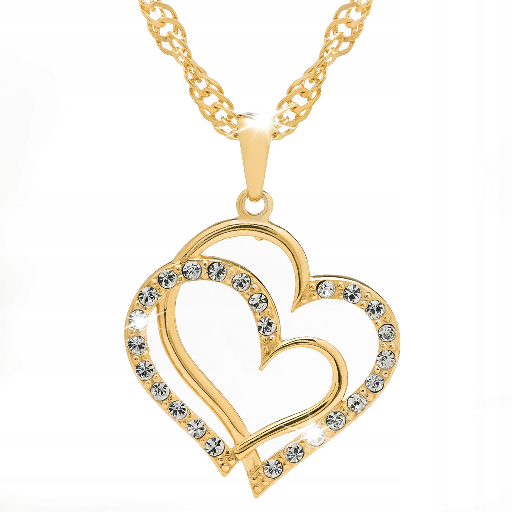 PIĘKNY NASZYJNIK SERCE 925 CHRZEST KOMUNIA PREZENT Materiał Srebro Pozłacany