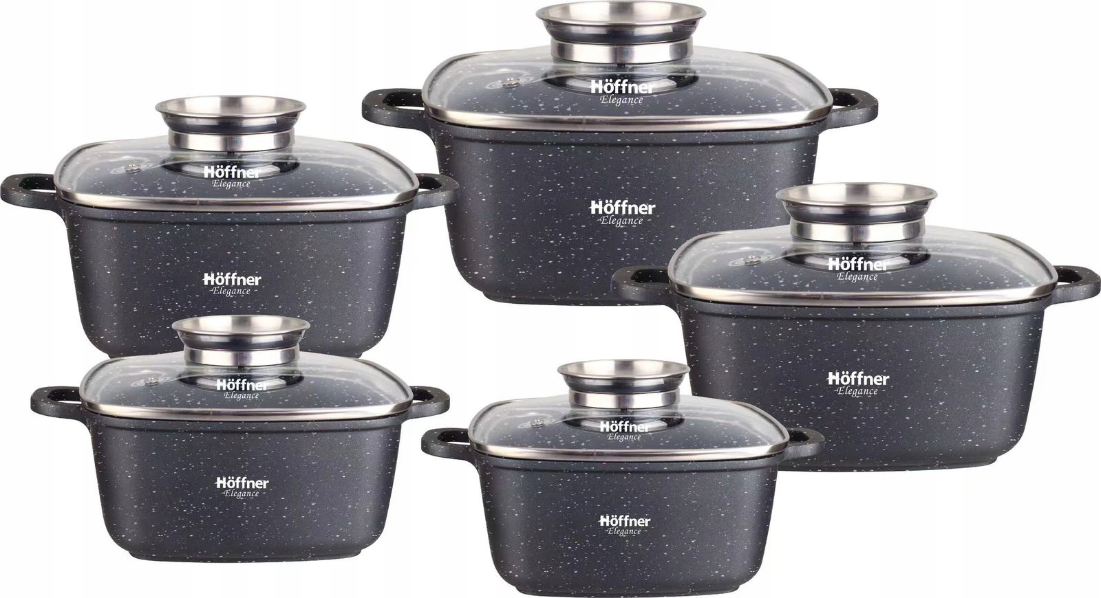 ZESTAW GARNKÓW MARMUROWYCH KOMPLET INDUKCJA GARNKI HOFFNER 10 el.