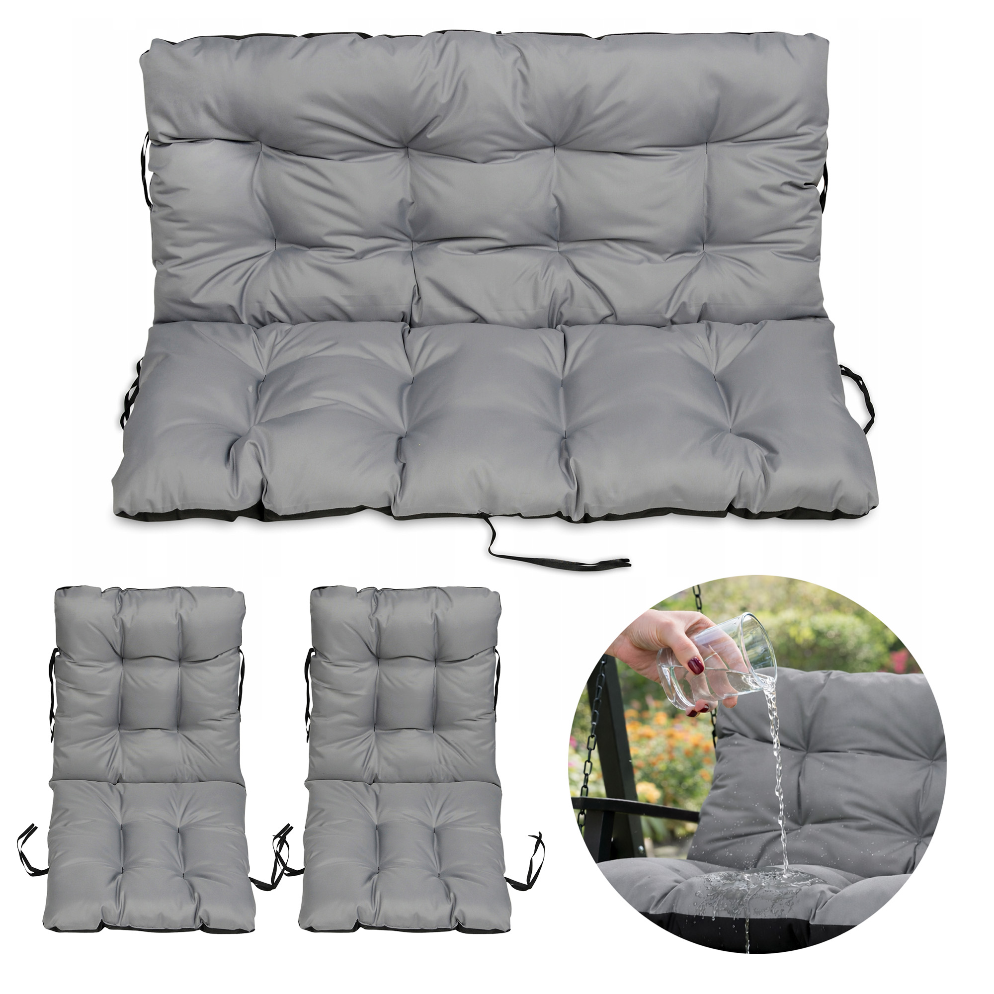 Set 2+1 polštáře Voděodolné měkké na nábytek Rattanové 140x60x50 Ocel