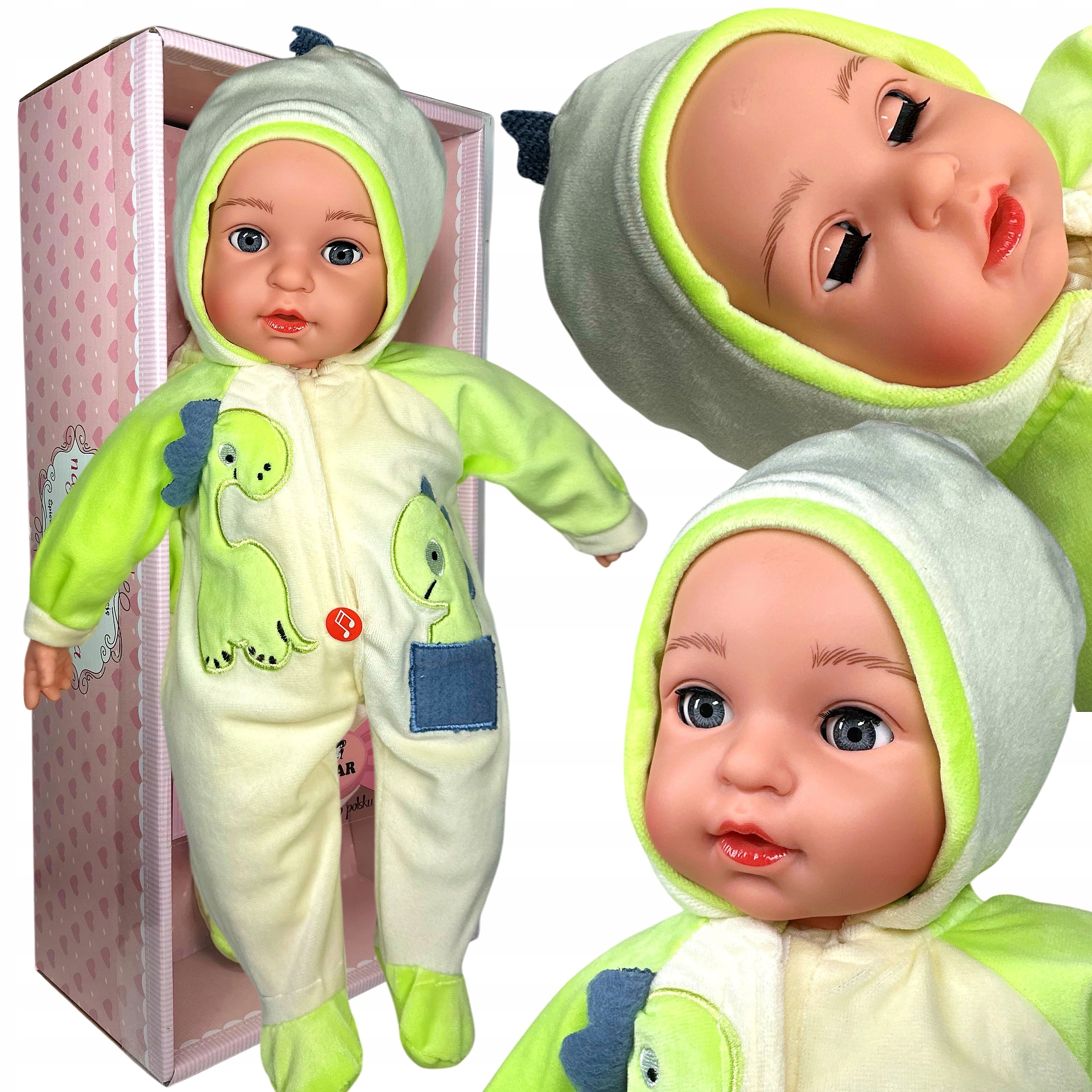 DUŻA LALKA INTERAKTYWNA ZAMYKA OCZY BOBAS CHŁOPIEC 40CM MÓWI ŚPIEWA PUDEŁKO