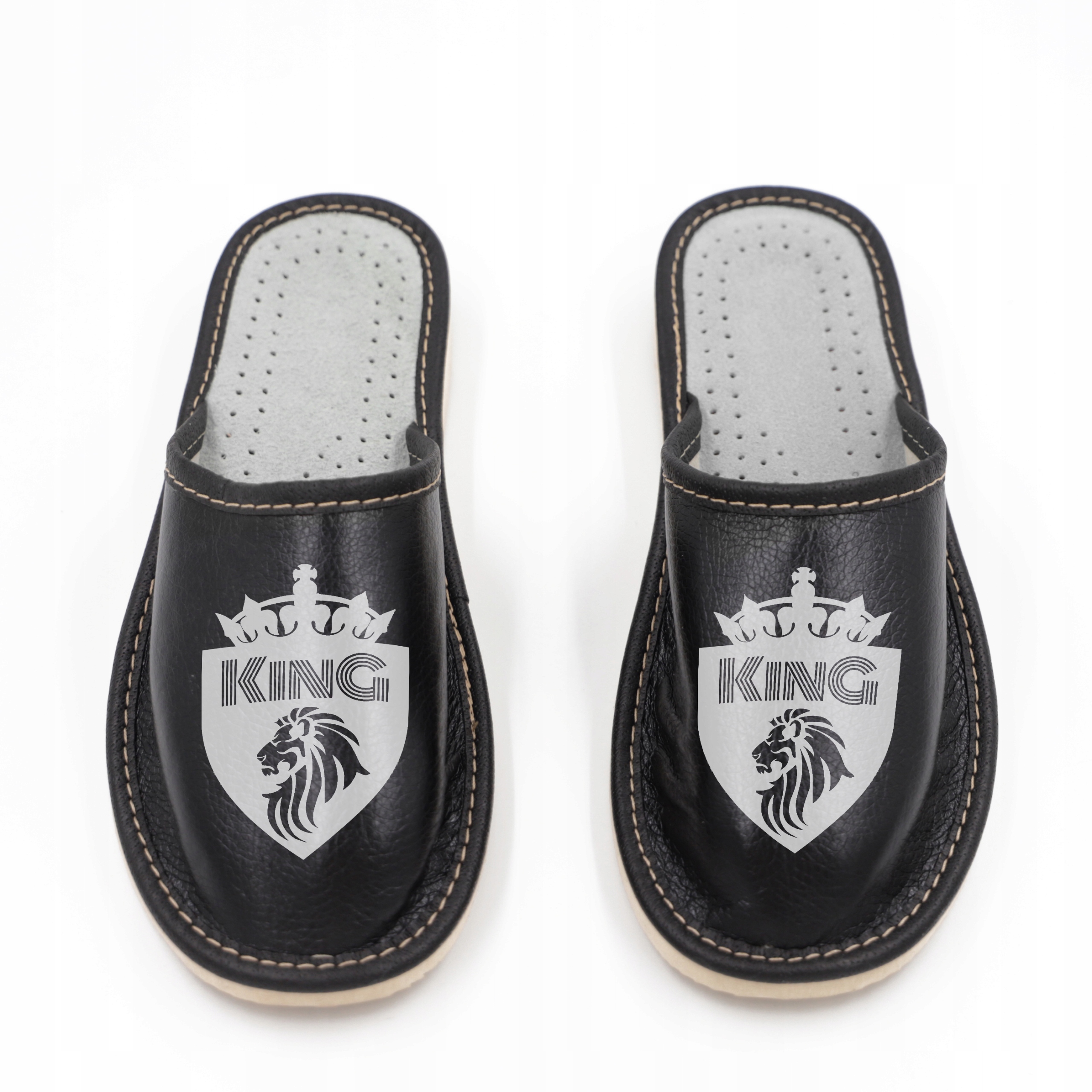 

Pantofle Męskie Kapcie Skórzane Klapki Czarne 45