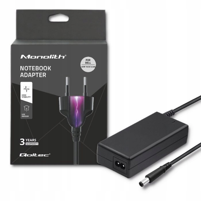 Qoltec Napájecí adaptér pro notebook Dell 65W 19.5V 3.34A 7.4*5.0+pin kabel
