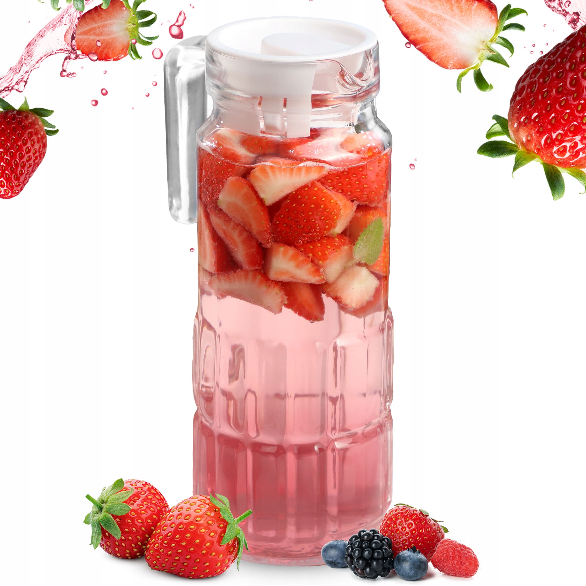 DZBANEK SZKLANY 1L NA NAPOJE WODĘ POKRYWKA