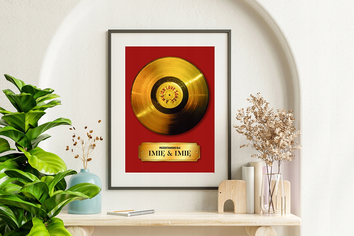 PLAKAT OZDOBNY A3 Własne IMIĘ Złota Płyta DLA PARY Kod producenta Plakat Płyta Winylowa