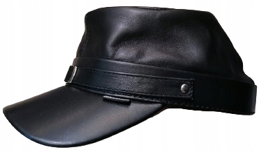 Konfederatka Kožená kšiltovka Černá secesní kůže motocyk 55 cm