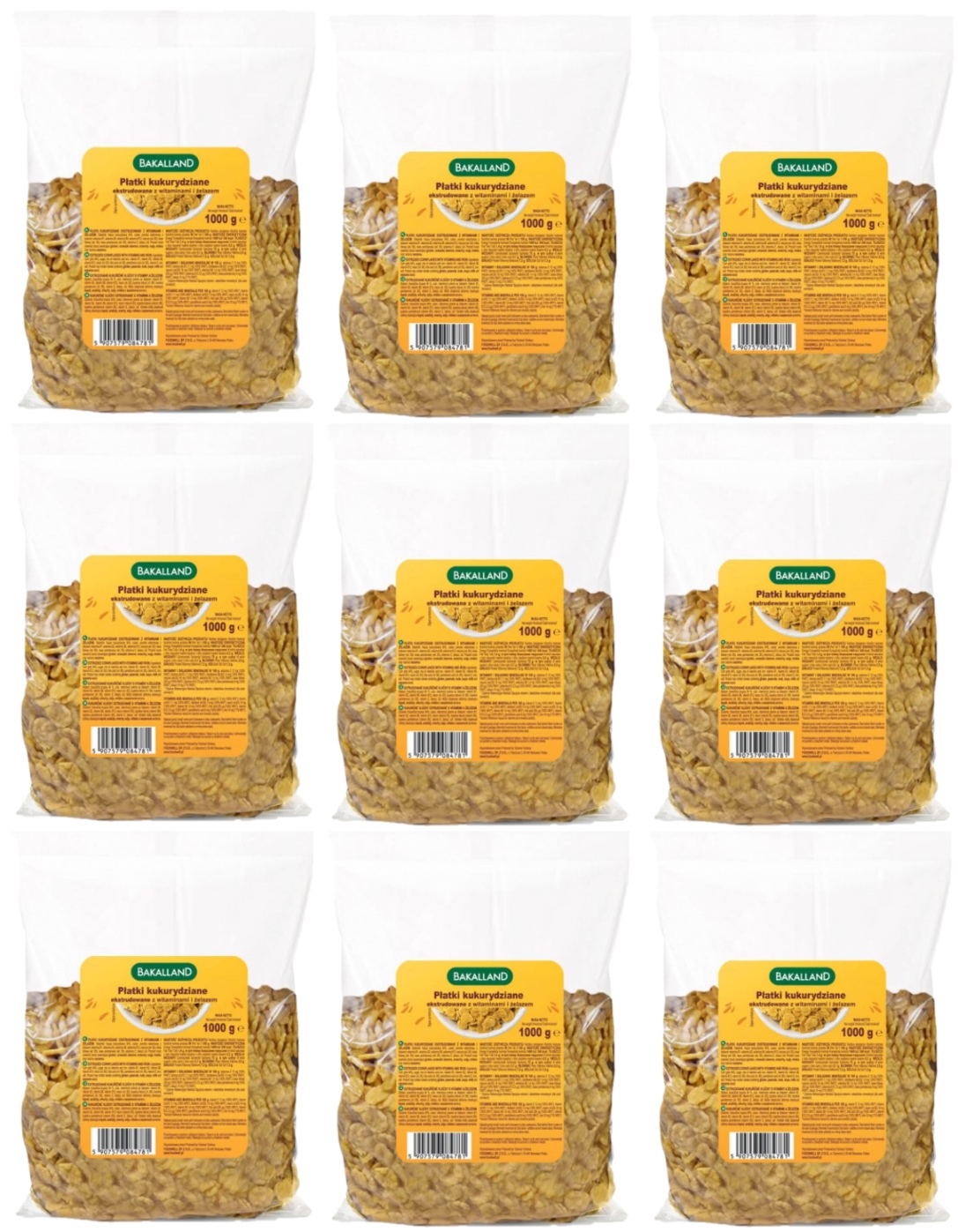 9x Bakalland Kukuřičné Platby Chrupky 1KG