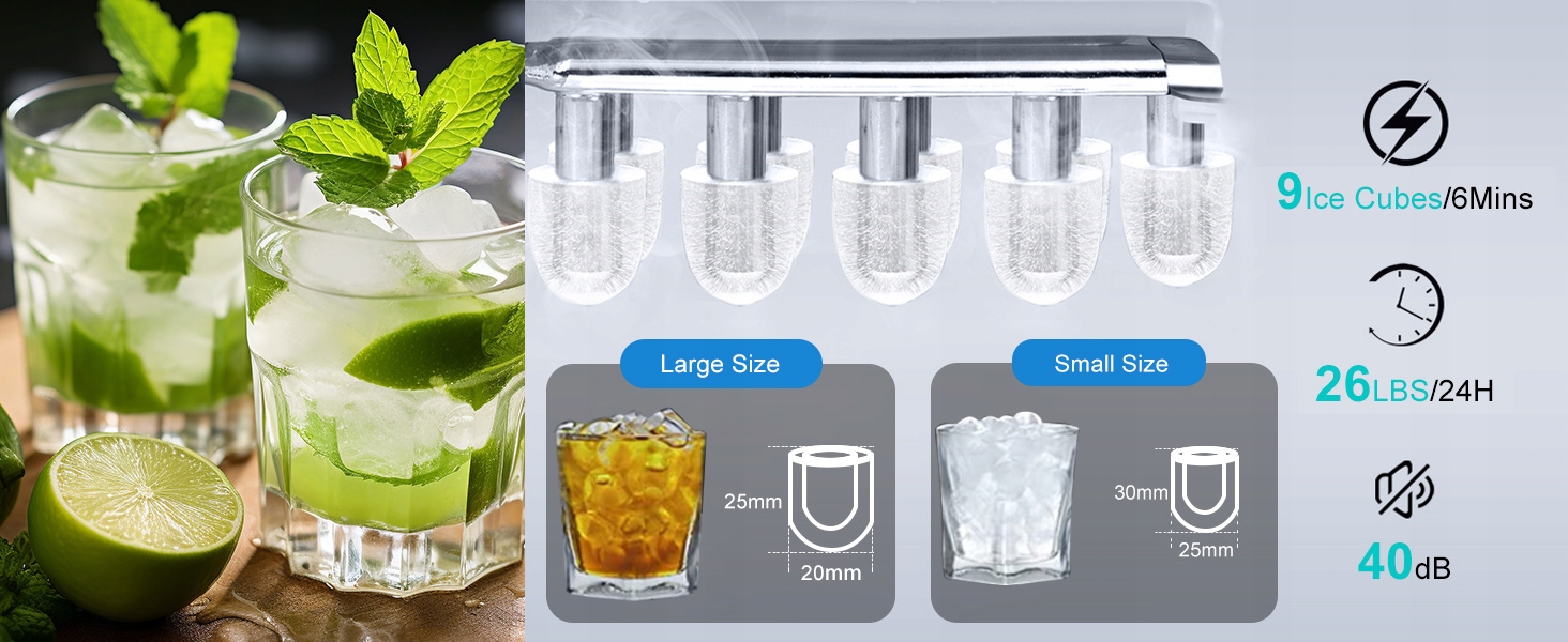 New Ice maker capacity 1.2 liters 12 kg/24 hours self-cleaning function Głębokość produktu 29 cm
