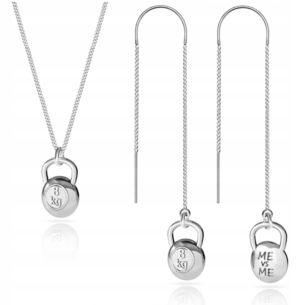Kettlebell Kettle Závaží 8 Kg Komplet pancíř stříbro 925