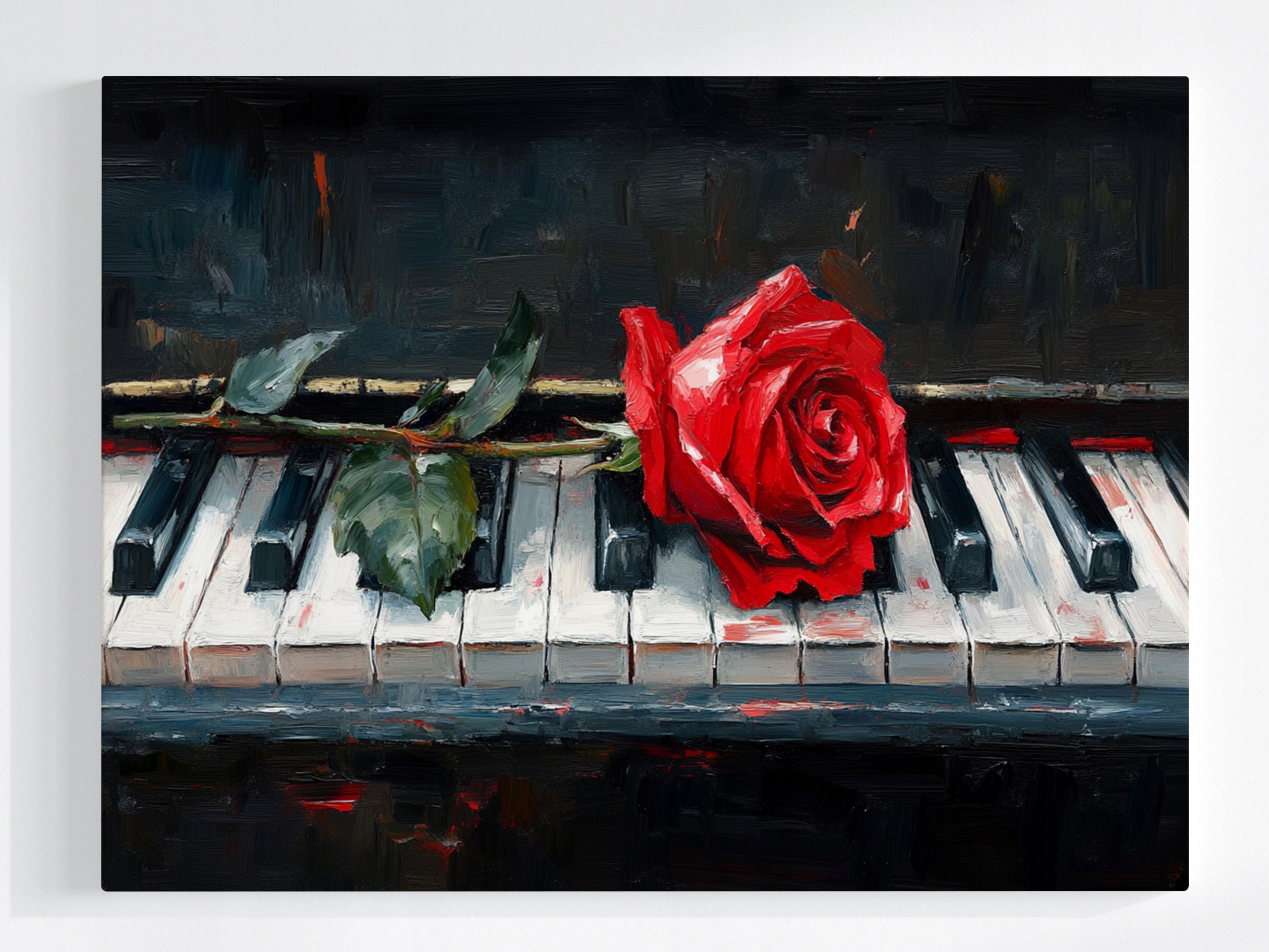 Obraz Na Plátně Canvas Hudba Umění Klavír Piano Květina Růže 80x60