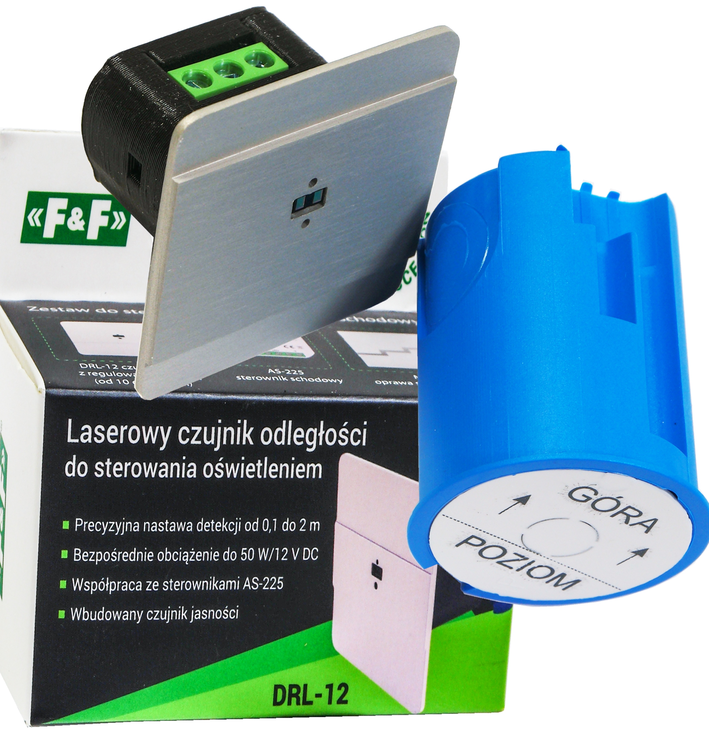 Laserový snímač vzdálenosti typu ToF, hliník, DRL-12