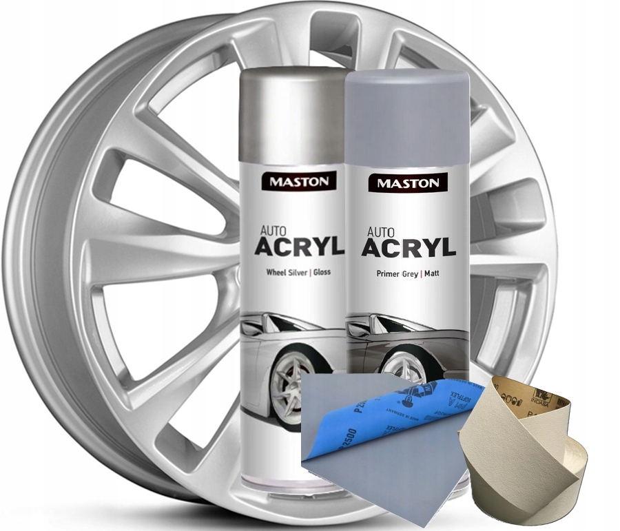 Regeneracja i odnowa felg srebro+podkład akrylowy Maston