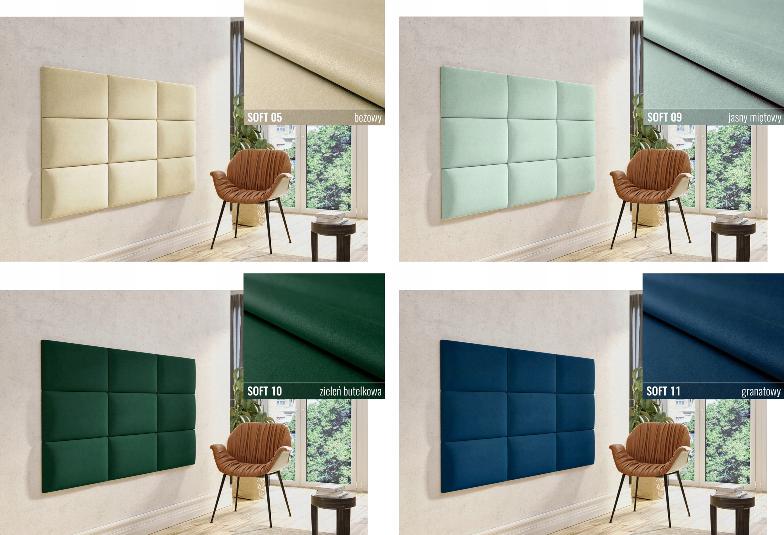 PANEL TAPICEROWANY panele ścienne WEZGŁOWIE tapicerowanie ściany 90x40 cm Wysokość mebla 40 cm