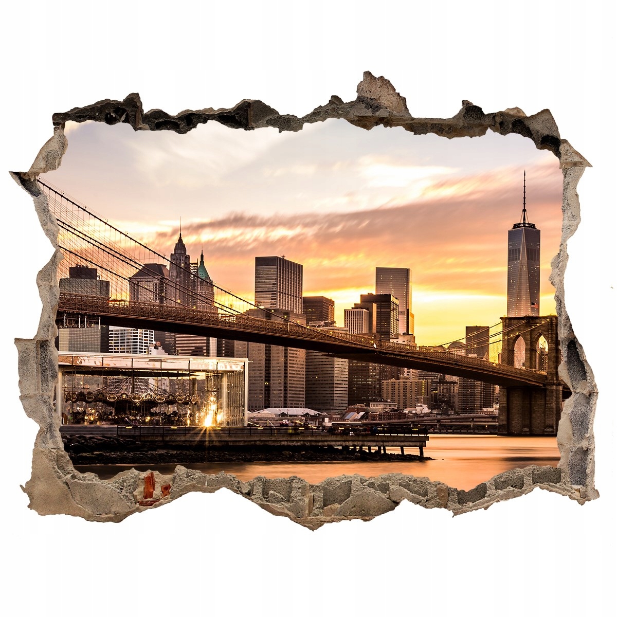 

Fototapeta dziura na ścianę 3d Most Brookliński