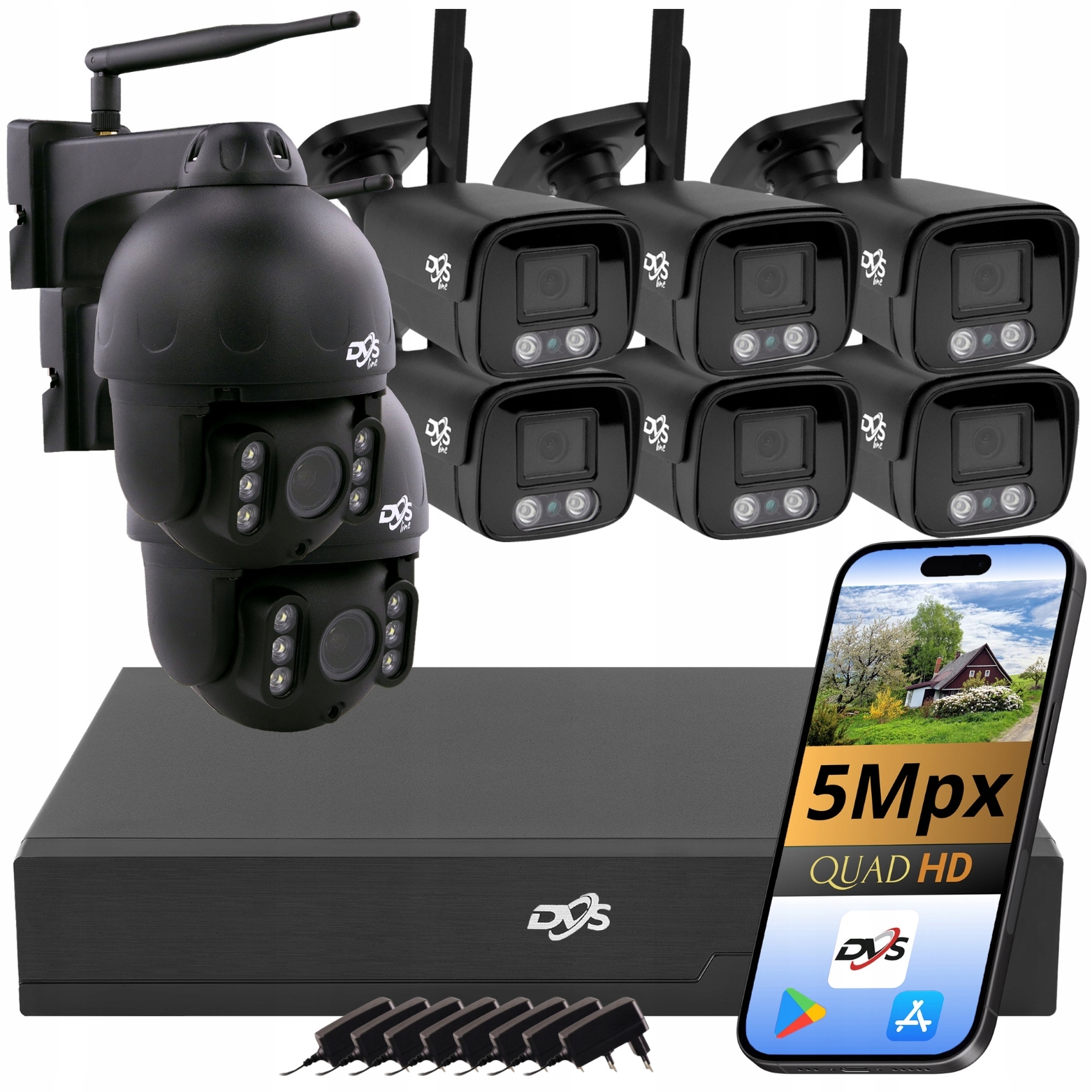 Sada Kamer Pro Domácí Monitorování Wifi 6 Tubusových Kamer 2 Otočné Kamery