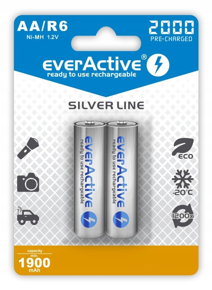 

2x Akumulatorki Baterie Aa R6 EverActive 2000mAh