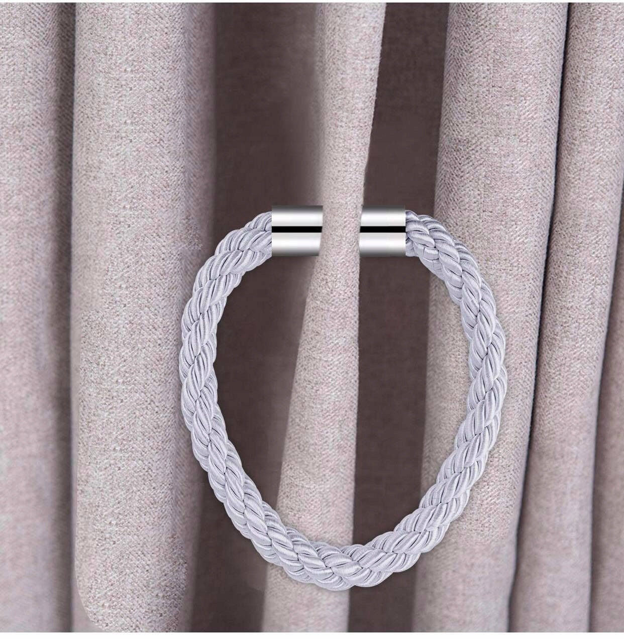 UPIĘCIE DO FIRAN ZASŁON GRUBA KLAMRA MAGNETYCZNA SREBRNA WYSTRÓJ OKIEN Kod producenta 12