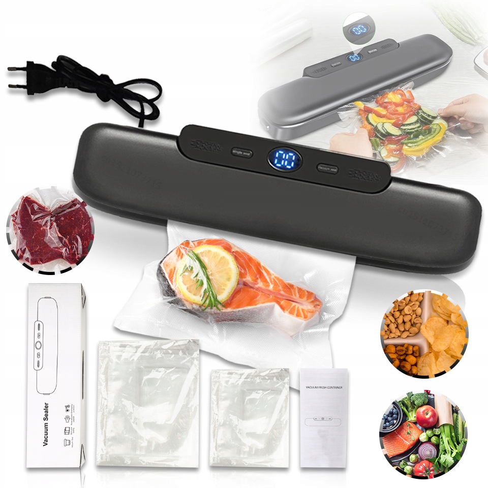 PRÓŻNIOWA PAKOWARKA ZGRZEWARKA DO FOLII ŻYWNOŚCI +20 ZESTAW WORKÓW XXL 120W