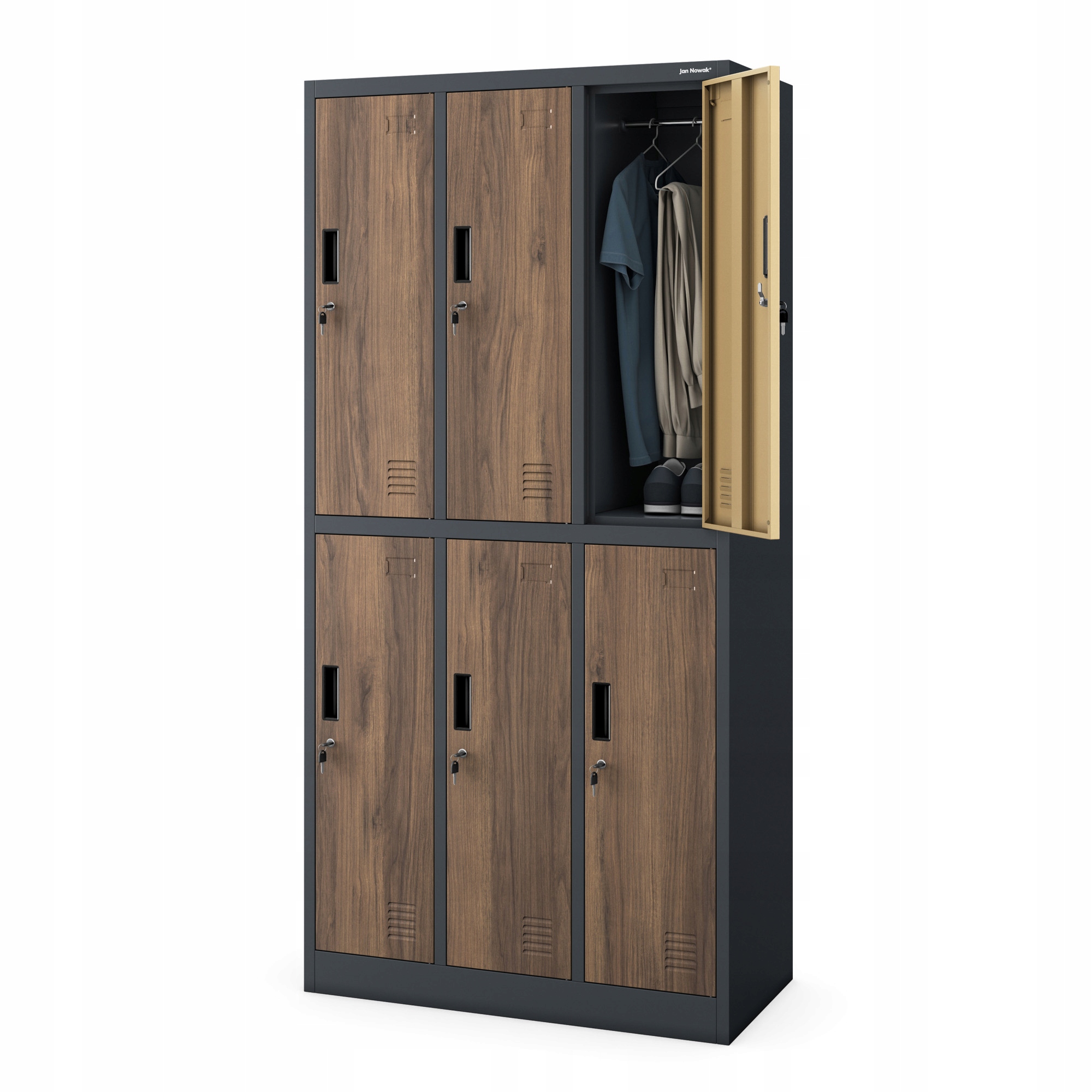 Jan Nowak Skříň Kovová šatní skříň Sociální Igor Antracitová Ořech