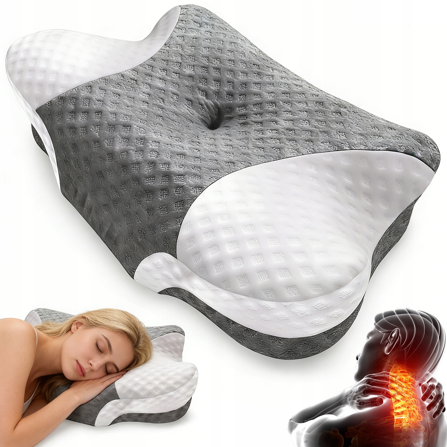 Poduszka Ortopedyczna Memory Foam Przeciw Bólom Anatomiczny Kształt