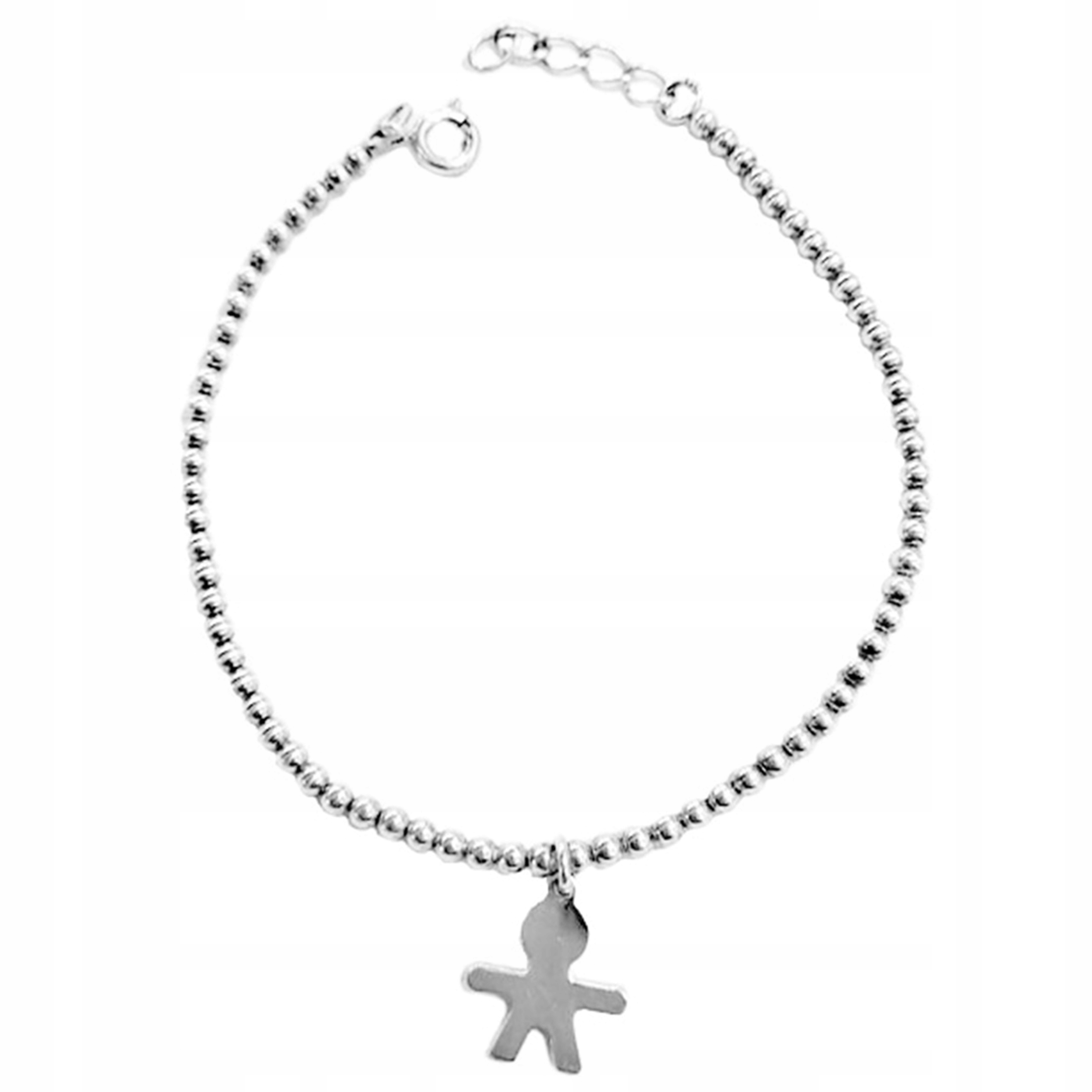 Stříbrný náramek 925 s kuličkami a chlapcem bez kamenů jako dárek