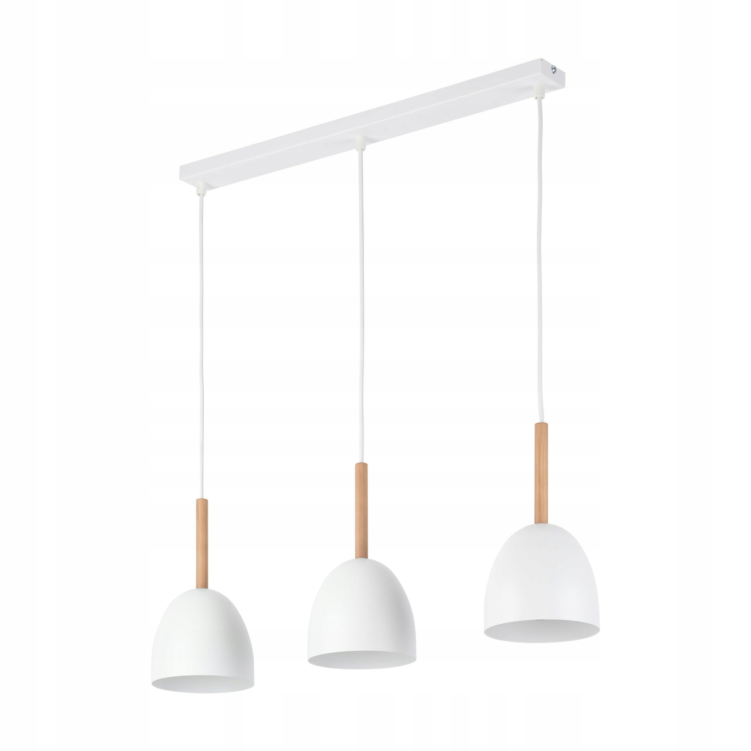 Závesné svietidlo Nord White Drevo Kovové Tienidlá 3xE27 Stropné Moderné