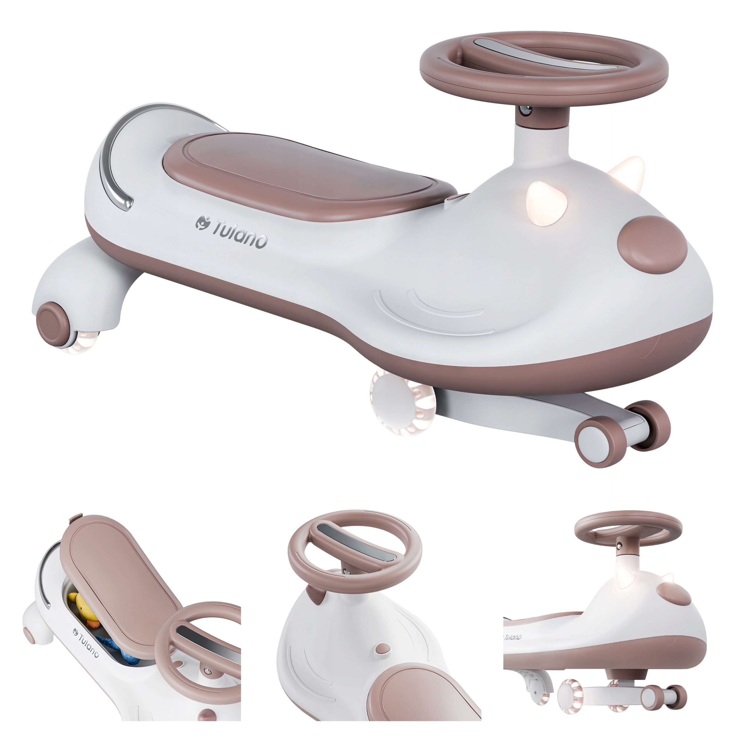 Jeździk grawitacyjny dziecięcy Tulano szary led muzyka dla dzieci 3+