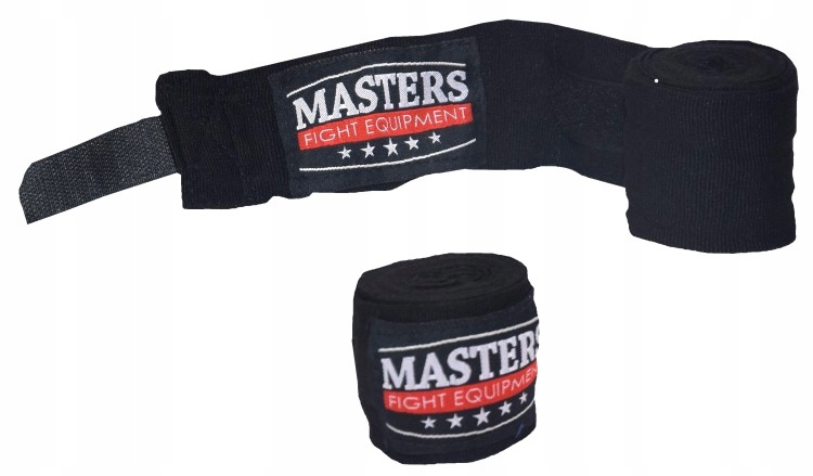 Masters Fight Owijki Taśmy Bandaże Bokserskie czarne 4,5 m