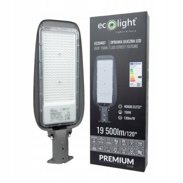 Led pouličná cestná lampa 150W 19500lm 4000K neutrálna IP65 130lm/W Premium