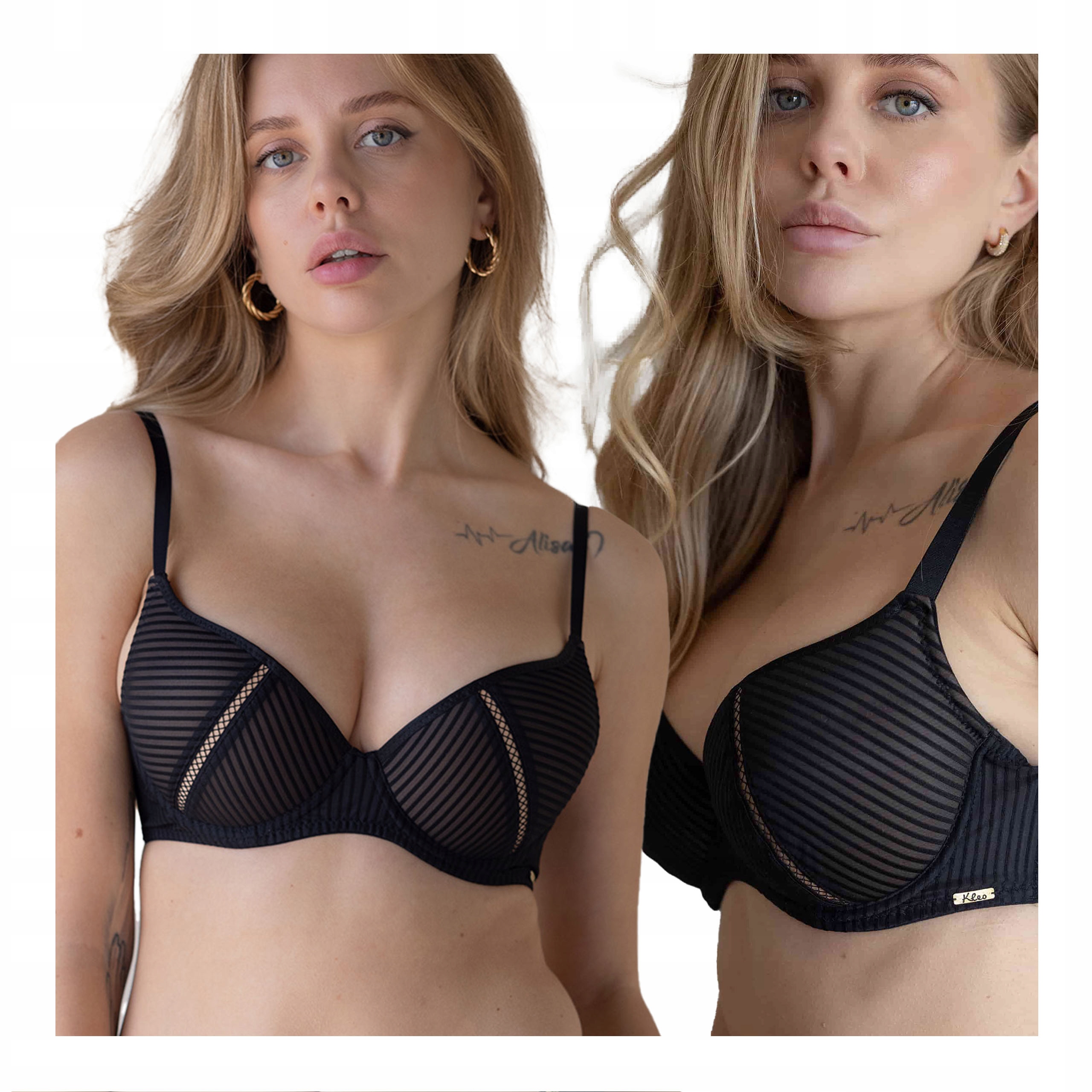 Podprsenka s kosticemi balkonetka vyztužená černá sexy Kleo 75D